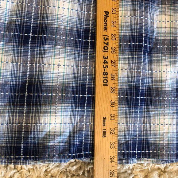 Collections Etc Button Up Shirt Dress 3/4 Sleeve Blue Plaid Sz M Midi - Picture 8 of 8
